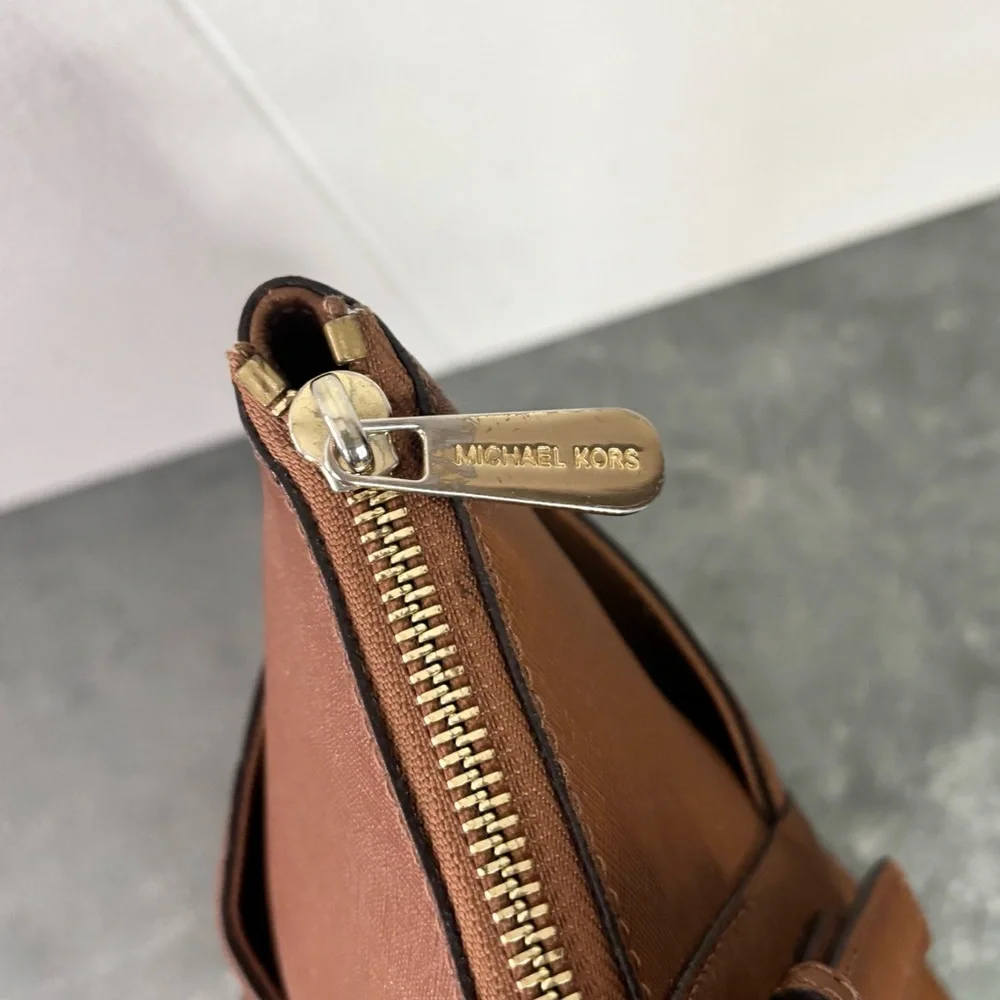 Michael Kors brown Saffiano leather Jet Set Top-Zip Tote bag